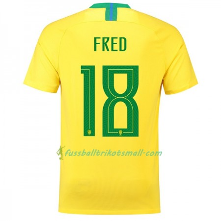 Günstige Fußballtrikots Brasilien Fred 18 WM 2018 Heimtrikotsatz kaufen